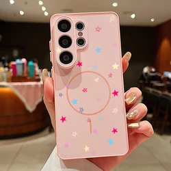 Flower Floral Pattern Magnetic Phone Case - Stylish Protective Cover - Galaxy A57 (A685 Pink)