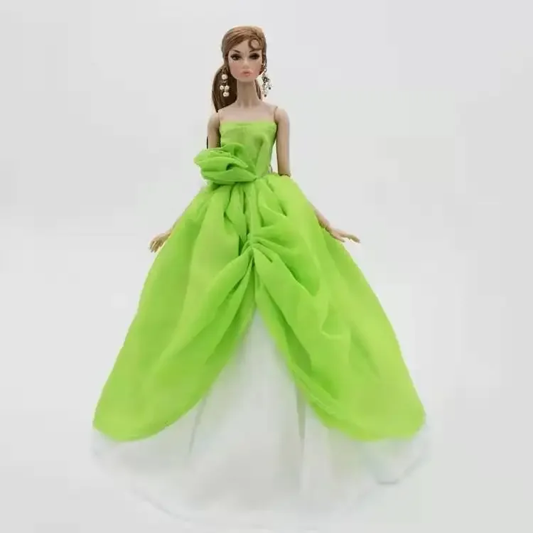 

Одежда для куклы 1/6 BJD, зеленое, белое платье принцессы с открытыми плечами для Барби, одежда для свадебной вечеринки, платье 11,5 дюйма, аксесс...