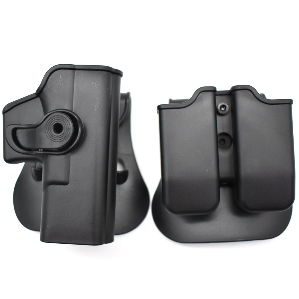 Tactical Defense Retention Gun Holster with Double Magazine Pouch