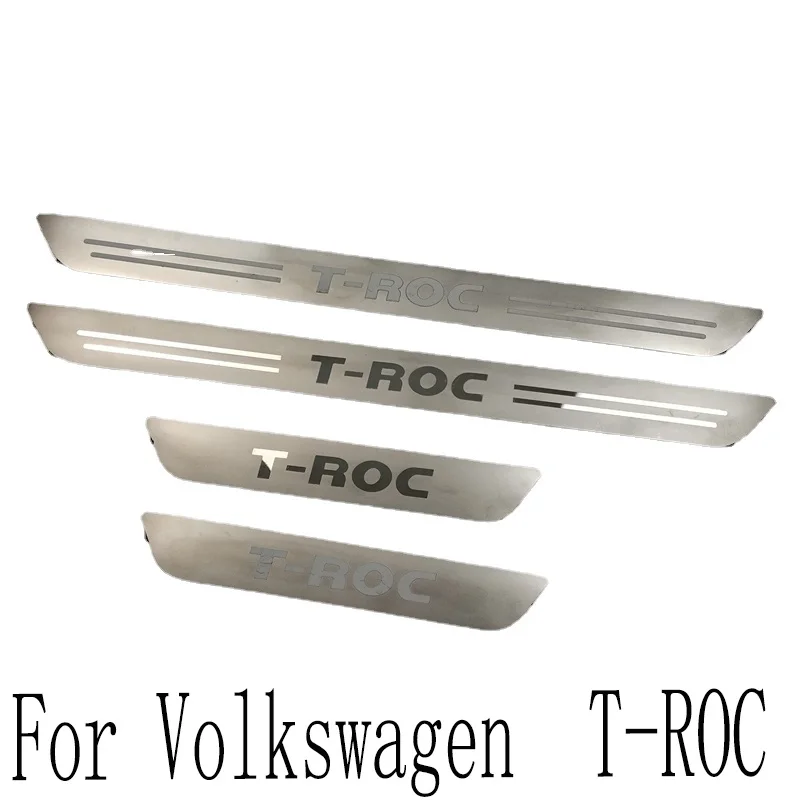 For VW Volkswagen T-ROC Car Door Sill Protection Floor Threshold Scuff Plates Stainless Steel Car Decoration Accessories Chrome car door sill scuff plate
