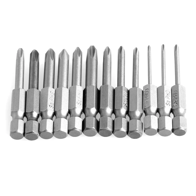 

12Pcs/Set 50mm 1/4 Inch Hex Shank Magnetic Phillips for Cross Screwdriver Bits