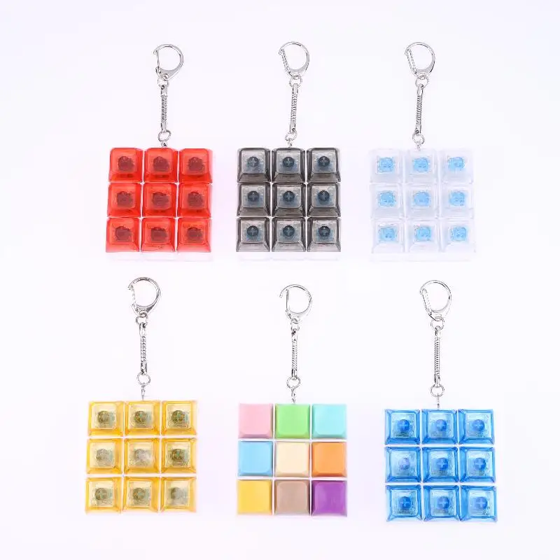 9 Tasten Finger-Tastaturkappen Stressabbau-Spielzeug Knopf-Tastenkappe Schlüsselanhänger Mechanische Tastatur-Taste Stressabbau-Spielzeuge – Detail 6