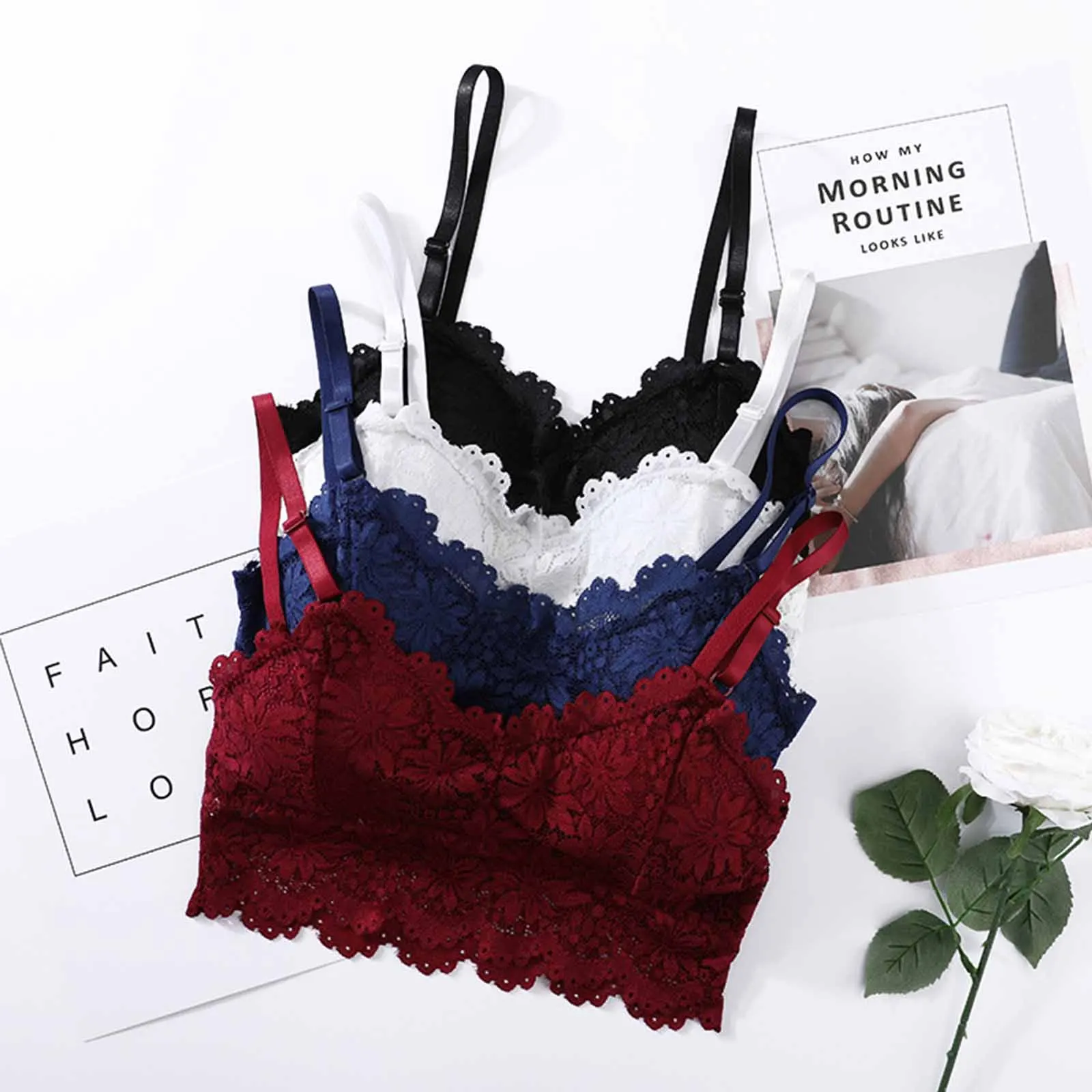 Sexy Bra Women Lace Bralette Sexy Lingerie Underwear Wireless Padded Seamless Bra Ultra Strap Padded Bras for Women