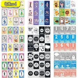 New 12 Pcs Month Paper Card Baby Photography Milestone Memorial Monthly Newborn Kids Commemorative Card Number Photo Accessories