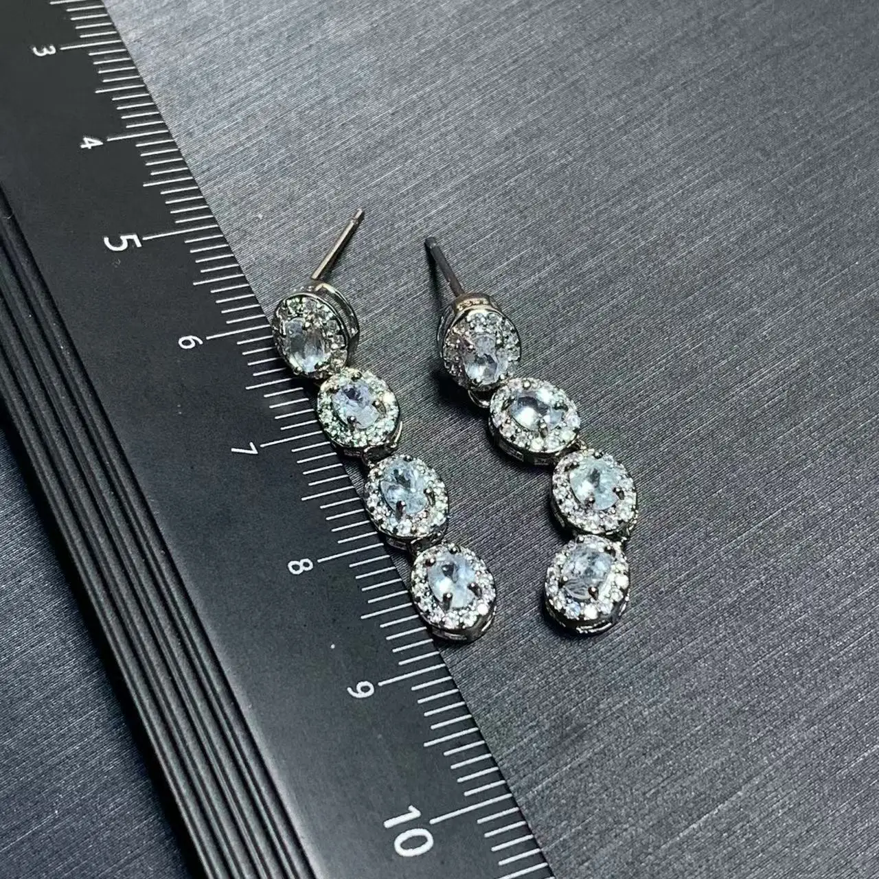 Natural Aquamarine Stud Earrings For Women Stainless Steel Vintage Femme Gift Prevent Allergy Fine Jewelry