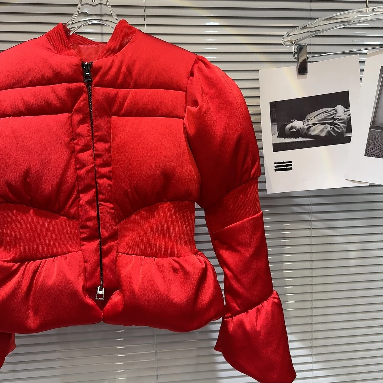 DEAT 2024 Winter New Items Fashion Women's Thread Waist Design Warm Jacket Casual Solid Color Zipper Cotton Padded Coat 11A01161