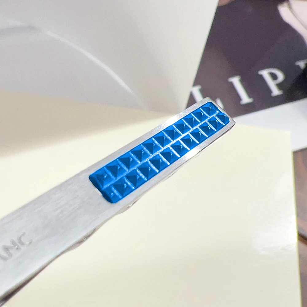 PJS MB Tie Clip Blue Gemstone Pattern 1:1 High Quality Black Man Shirt Cufflinks Classic Buttons With Box Set