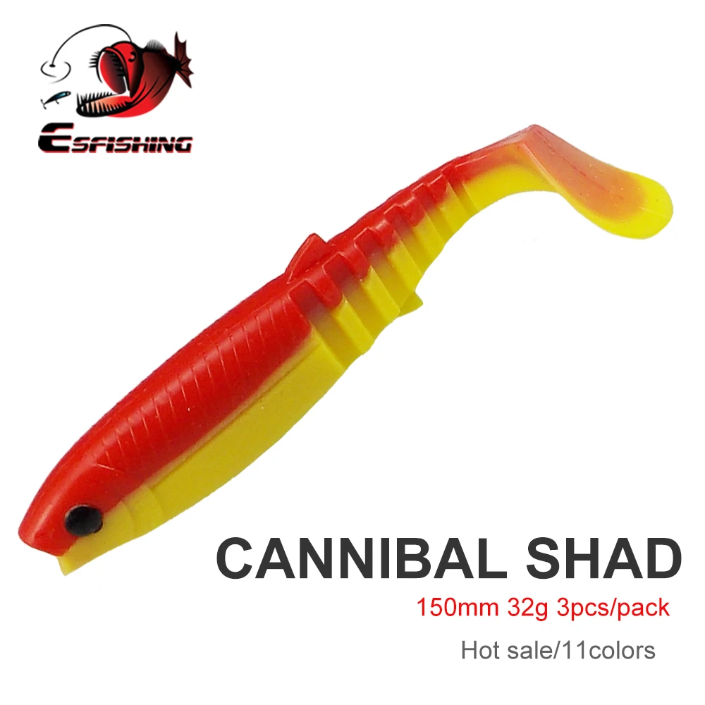 Pike Soft Lure Cannibal 140-155 Mm 28 G Affondamento Coda Fuoco/coda Paddle Ibrido