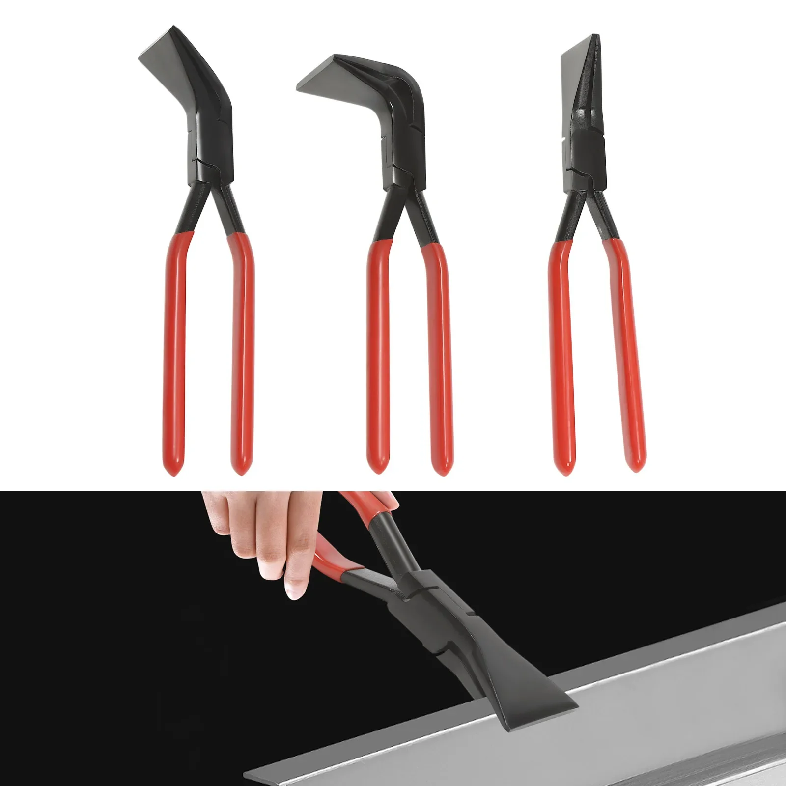 3-teiliges Handschaltschneider-Set für Blechwerkzeuge, Blechbieger, Blechbiegezangen-Set gerade, 45 ° & 90 ° Biegerwerkzeug aus Metall – Detail 2