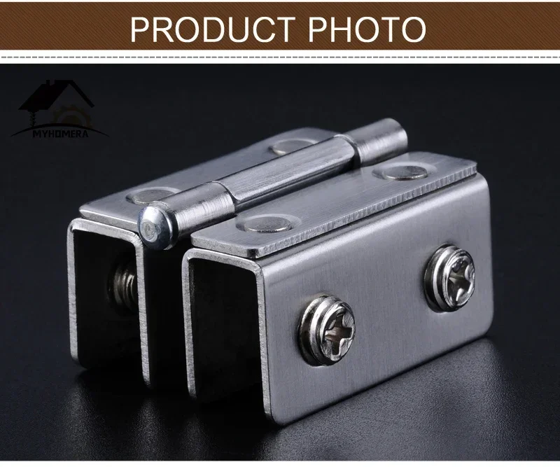 Glass Door Hinge Double Sided Clip without Hole Stainless Steel Cabinet Cupboard Glass Clamps Clip for 4-9mm 180 Degree Stainless Steel Hinges Door Hinges
