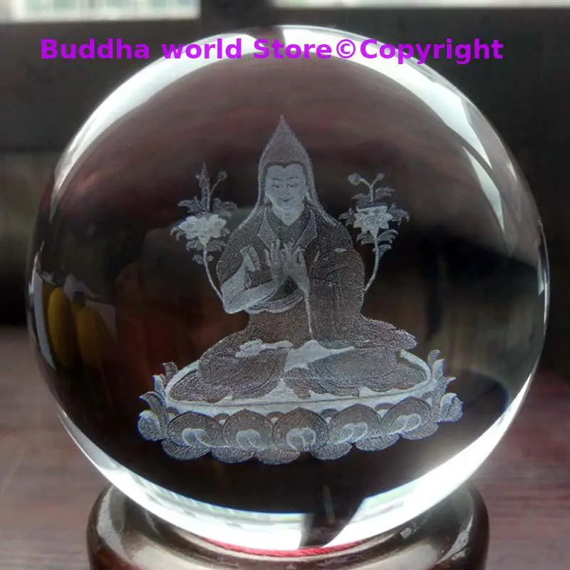 

Wholesale Buddhist supply HOME Altar Efficacious bless safe good luck health HUO FO Rinpoche buddha 3D Crystal ball talisman