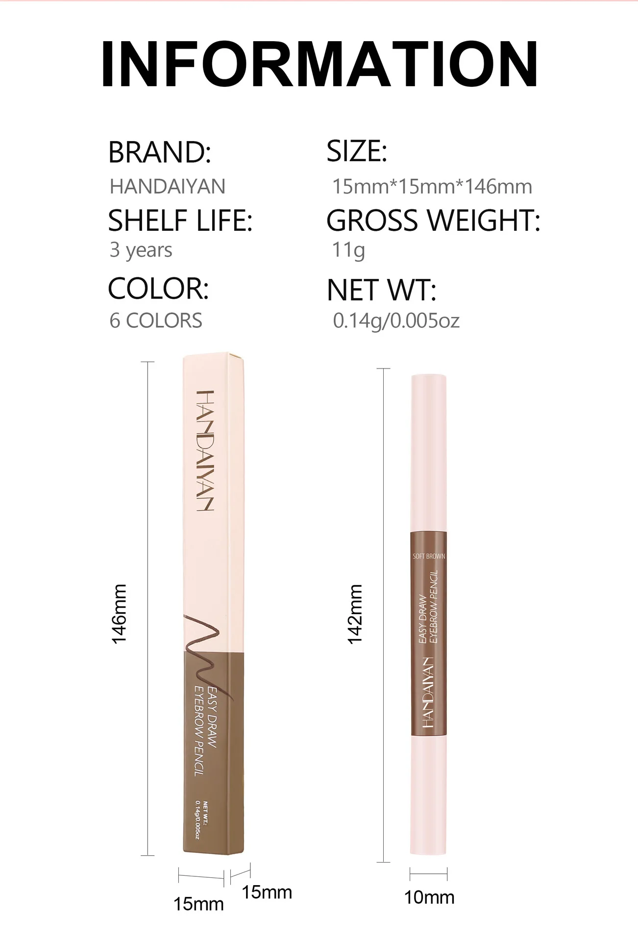 Description Picture 3 of item3D Natural Eyebrow Pencil Waterproof Double Head Thin Non Smudge Spiral Brush Perfect Brows Long Wearing Simple Application
