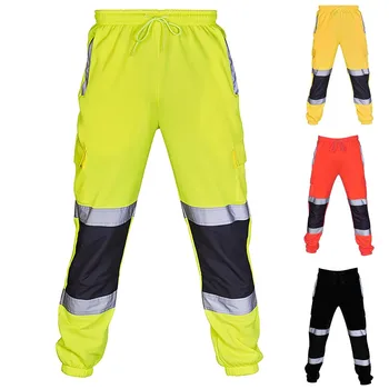 Men Trousers Reflective Overalls Multi-pocket Training Sports Trousers Men Road Work High Visibility Overalls Work Casual Pants