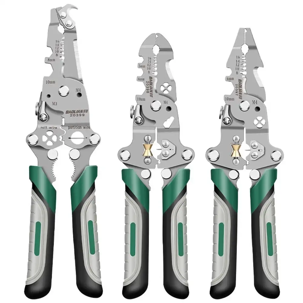 Wire Stripping Pliers Multi-Function Electrician Tool with Crimping Cutting and Wrench Features Foldable Design for Easy Storage