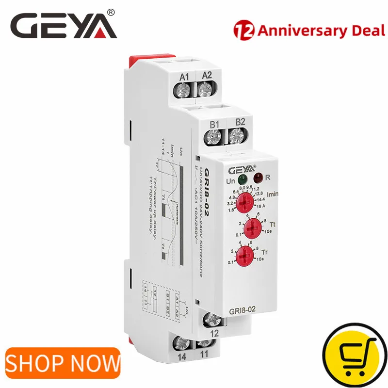 GEYA GRI8 01/02 Under Current Sensor Relay AC 24V 240V Current Control