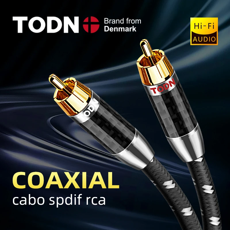 TODN-Áudio Digital cabo coaxial, 75 Rca para Rca Masculino, cabo de alto-falante estéreo, HiFi Subwoofer, TV AV