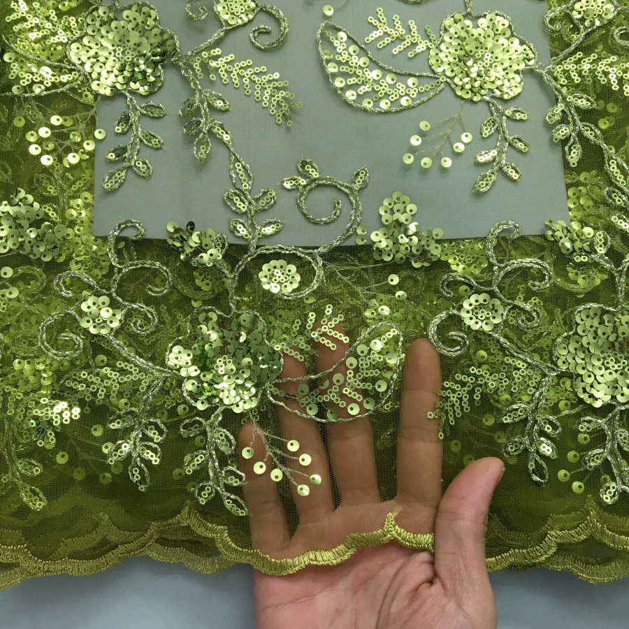 African Sequins Lace Fabric for Wedding Dresses