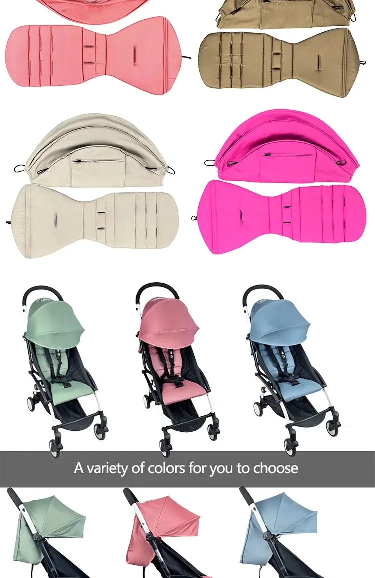 Description Picture 6 of item175 Stroller Accessories Canopy Cover Seat Cushion For babyyoya babytime Sunshade Cover Seat Mattress With Back Zipper Pocket