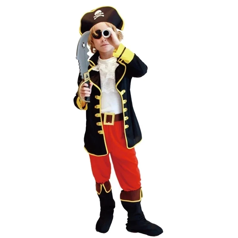 Kids Cosplay Costume Halloween Costumes Kids Boys Pirate Costume Children Captain Jack Cosplay set For Christmas New Year Purim Pirate Clothes