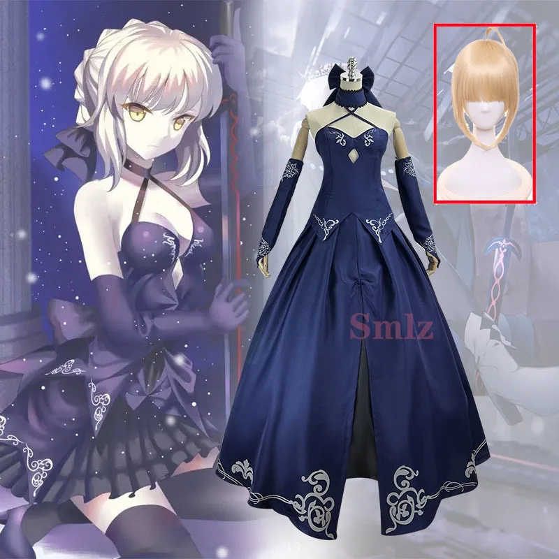 Black Saber Cosplay Costume Fate Stay Night FGO Bride Gothic Lolita Dress main image 1