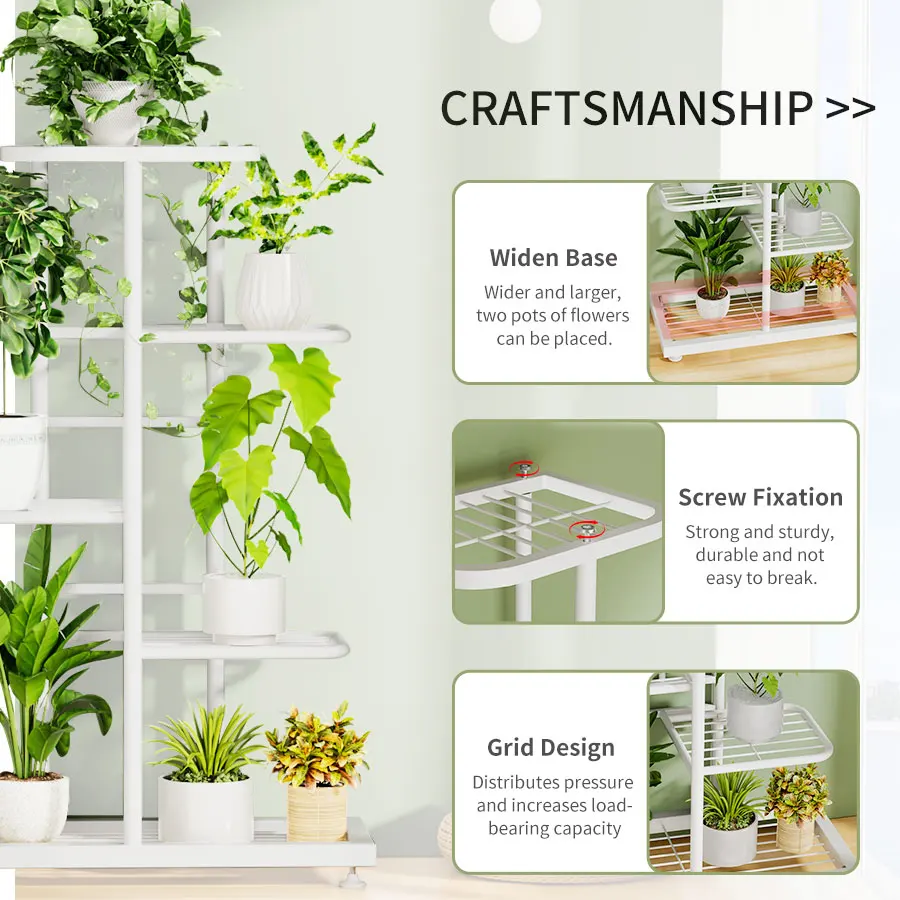 Plant Shelves Iron Potted Flower Plant Stand Rack Multiple Flower Pot Holder Shelf Indoor Outdoor Planter Display Organizer 3