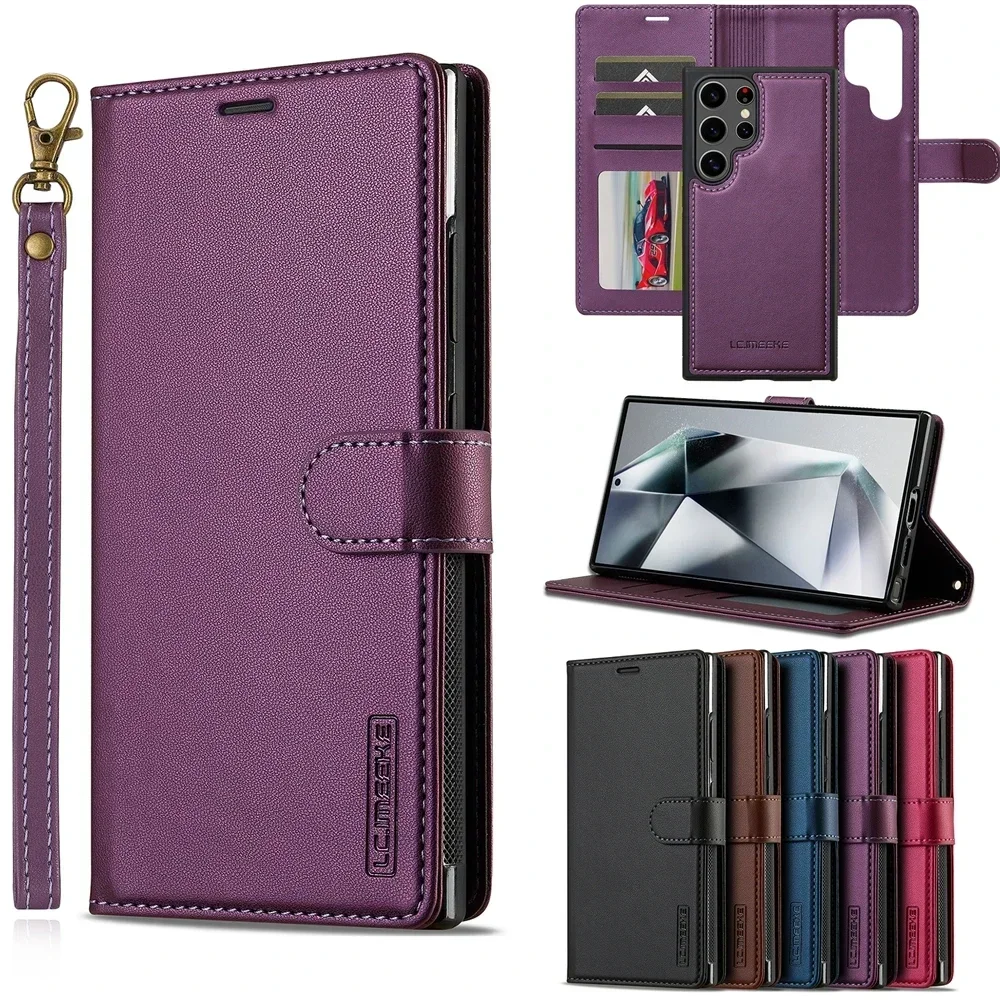 Magnetic Flip Leather Wallet Phone Case with Magsafe Compatibility