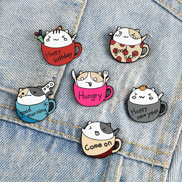 Cartoon Cat Pins Cat and Potted Flower Plant Pins Accessories Clothing  Backpack Brooch Enamel Lapel Pins Badge Wholesale - AliExpress