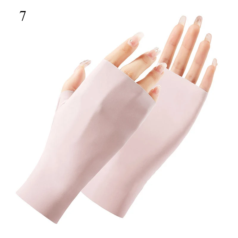 LED Gloves Half Finger Men and Women Anti-slip Summer Thin Ice Silk Driving  Cycling Fishing