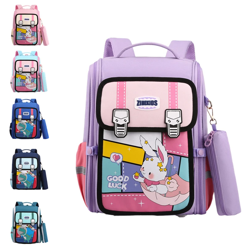 

Hot Sale Large Capacity Space Schoolbag Cartoon Anime Rabbit Dinosaur Backpack School Daily Students Bag With pencil case