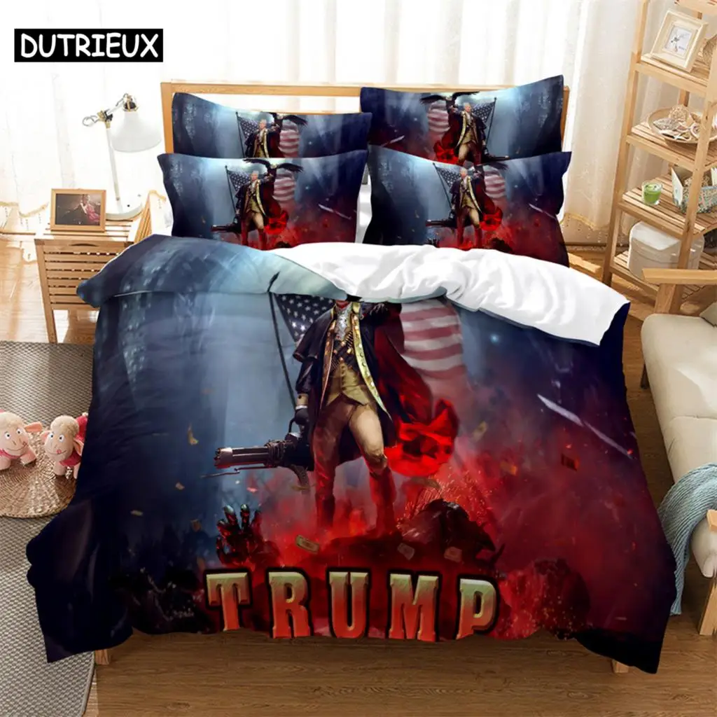 

3D digital printing 2/3pc quilt cover pillowcase double bed set cover quilt Soft Microfiber bedding set War horse