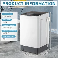 Full Automatic Washing Machine, 17.6Lbs Top Load Portable Washer with Drain Pump, 10 Wash Programs 8 Water Level Washer a 2