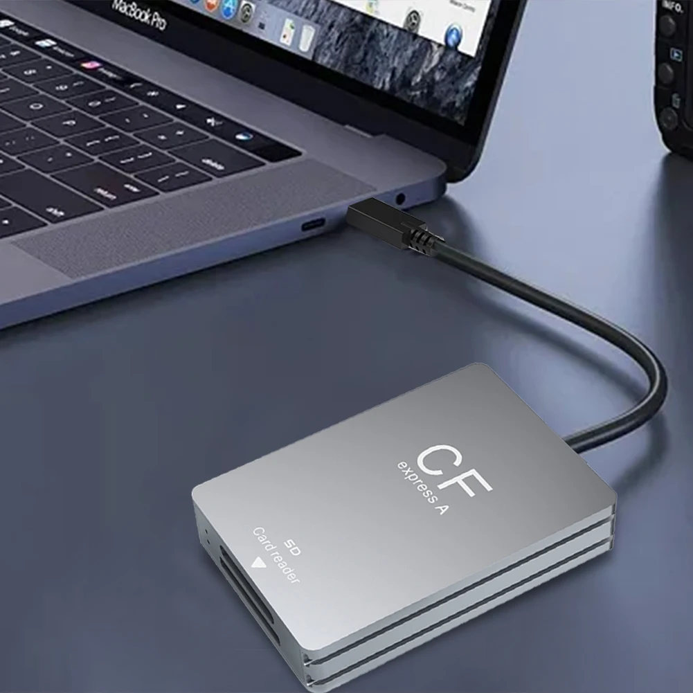 2 in 1 CFexpress 타입 A SD 카드 리더 카드리더 어댑터 듀얼 슬롯 CFexpress 리더 어댑터 (USB C to USB C/A 케이블 포함, SLR용)