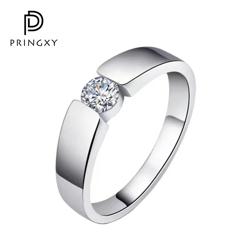 

PRINGXY Men Ring 100% 925 Sterling Silver 1ct Diamond Fashion Classic Couple Wedding Luxury Fine Jewelry Anniversary Ring Gift