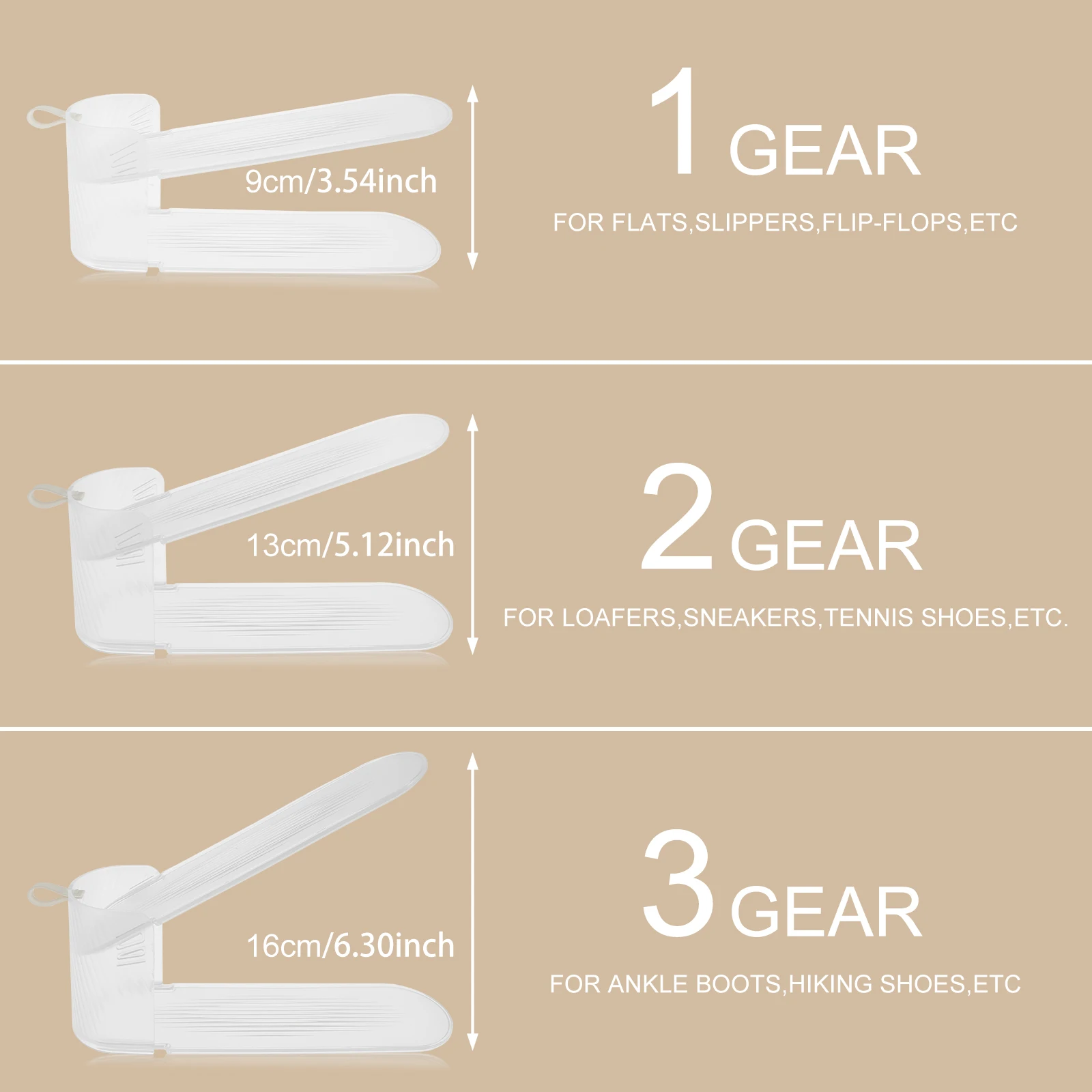 8Pcs Adjustable Shoe Stacker Double Deck Shoe Support Slot Organizer Rack Cabinet Closet Anti Slip Stripe Shoes Display Stand