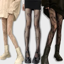 

Gothic Tights Women Lace Leggings Lolita Hollowed Out Mesh Stockings Japanese Bottomed Pantyhose Floral Rattan Black Stocking