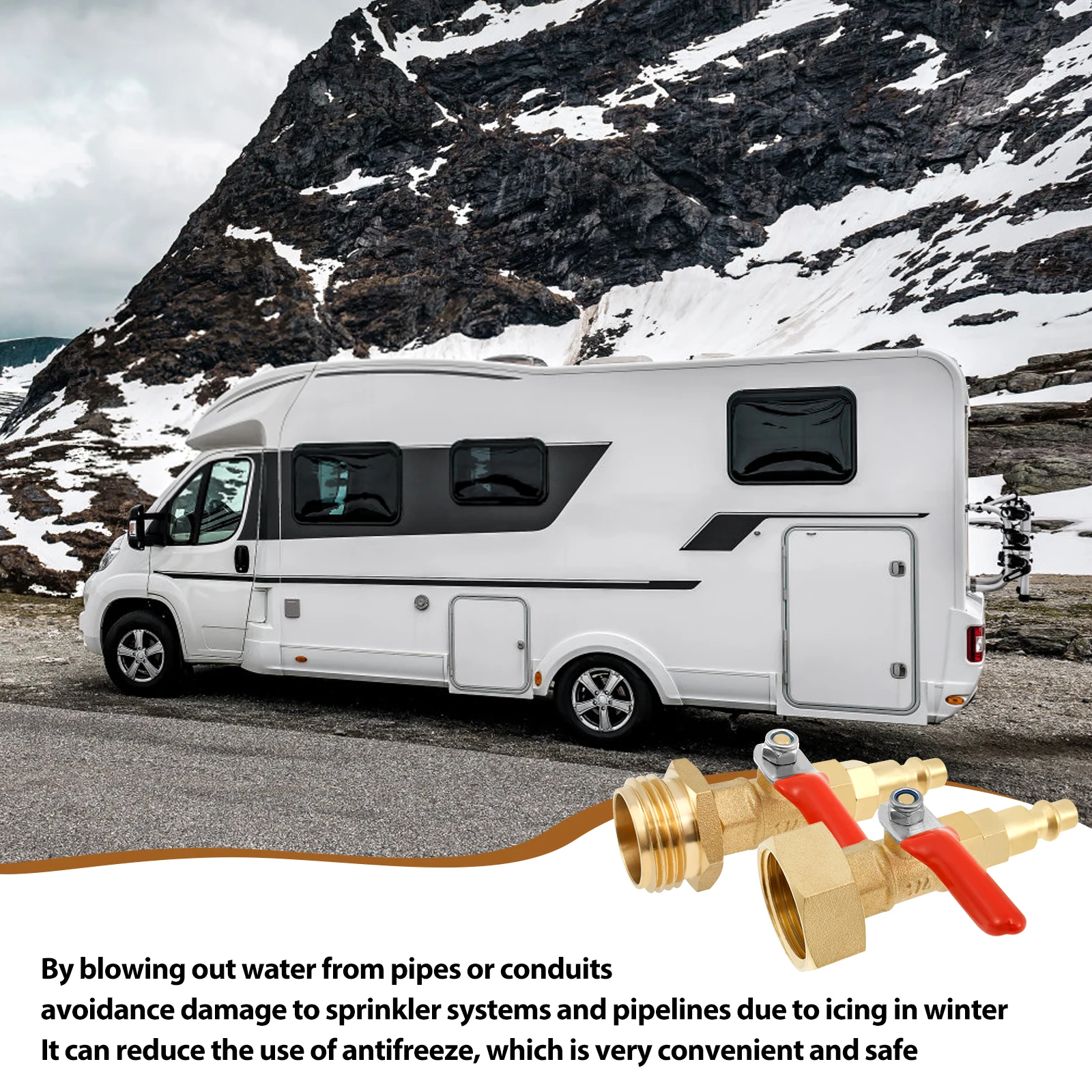 RV Winterize Blowout Adapter Brass Winterizing Quick Adapter with 1/4" Quick Connect Plug and 3/4" Garden Water Hose Threading