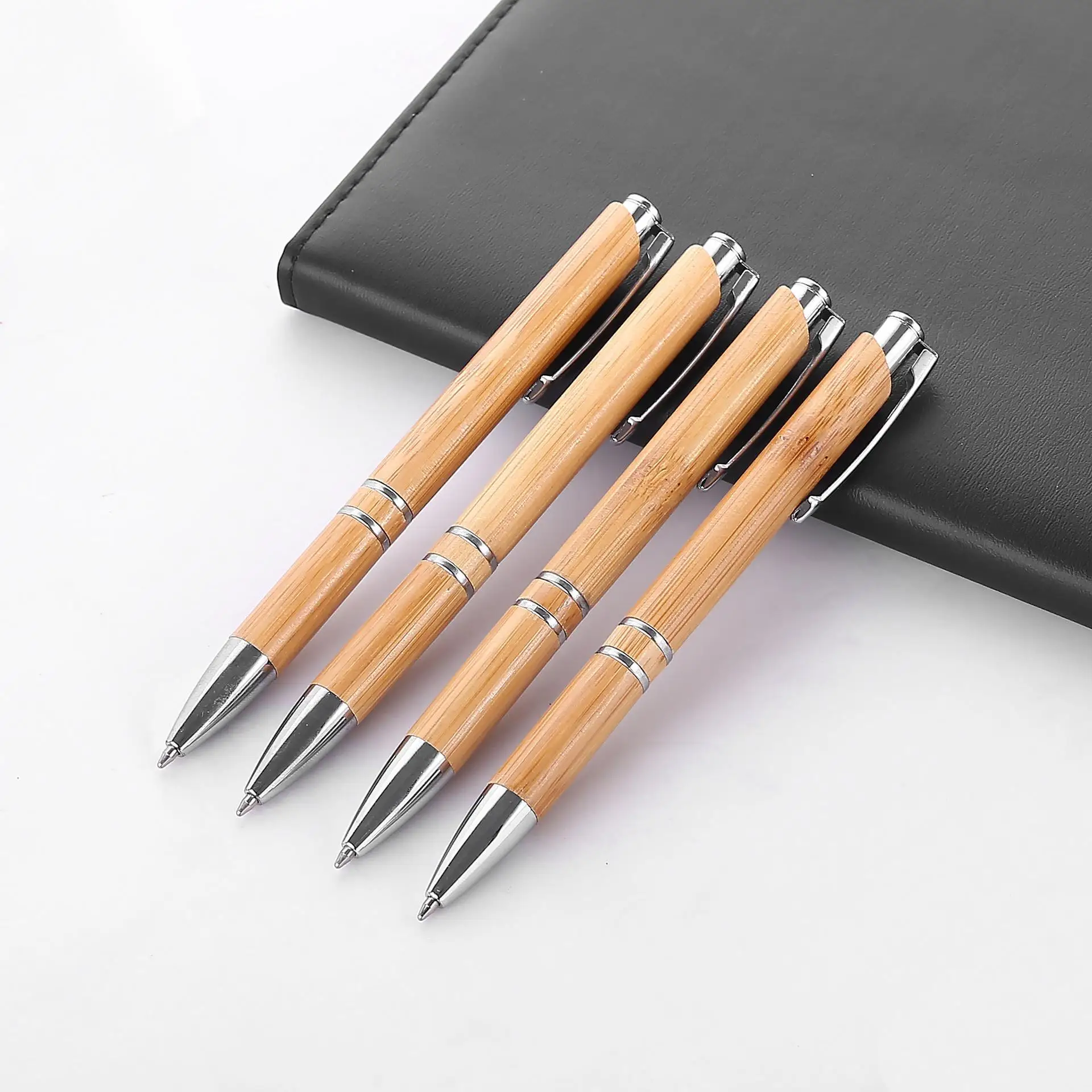 100pcs/lot Personalized Customized Bamboo Ball Pen Office School Business Pen Laser Blank Bamboo Ballpoint Pen With Clip