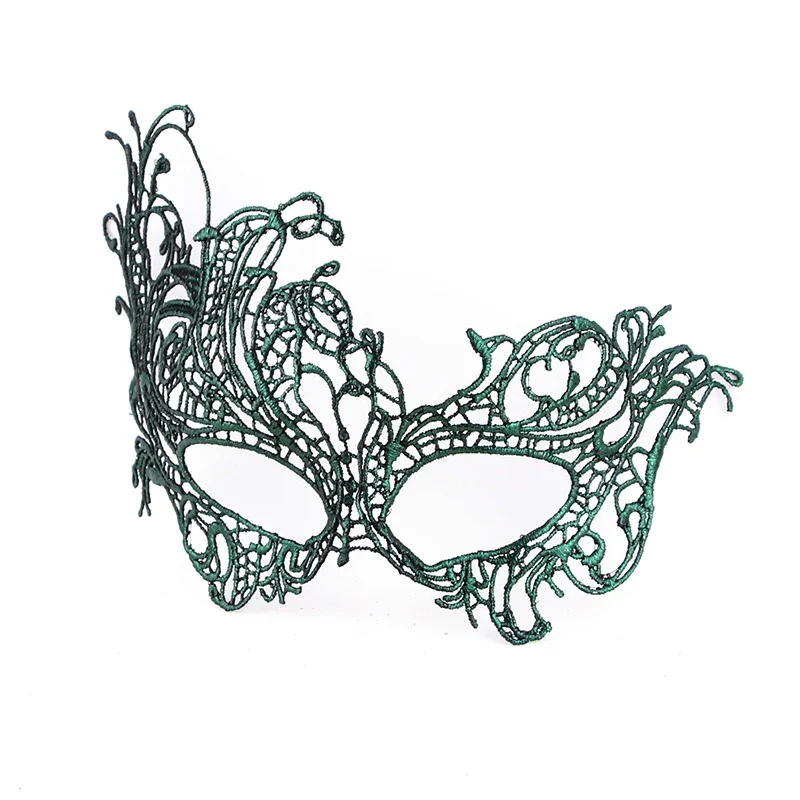 Green Color Shaped Ladies Sexy Lace Masquerade Mask for Carnival Halloween Christmas Ball Party Supplies