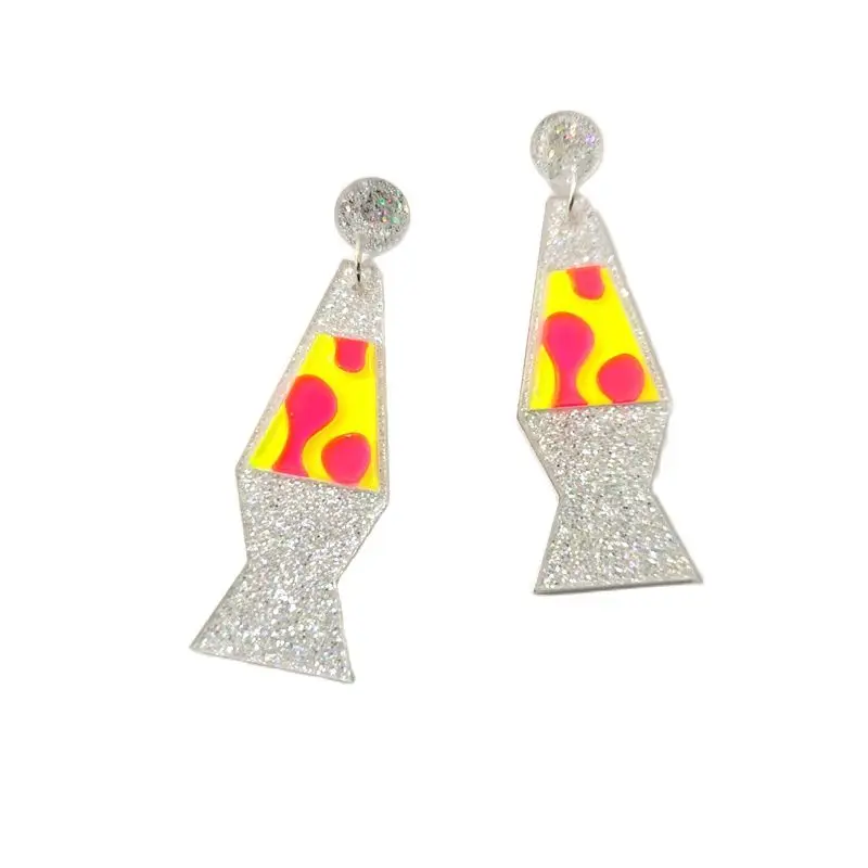 KUGUYS Lava Lamp Dangle-Ohrringe für Damen, glitzerndes Acryl, Modeschmuck, Accessoires – Detail 4