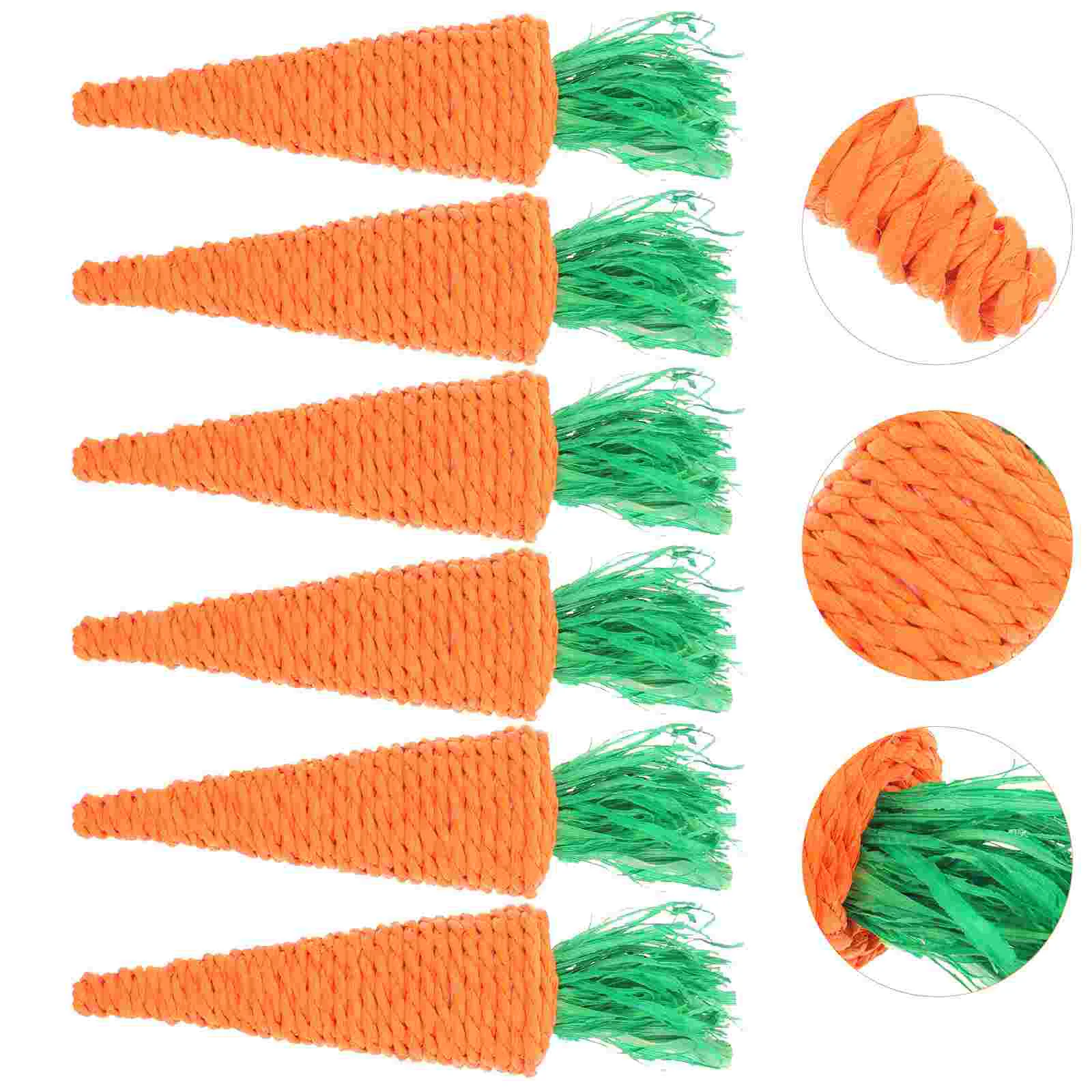 

6 Pcs Carrot Easter Prop Rabbit Molar Radish Small Dog Toys Woven The Cat Pet Supplies