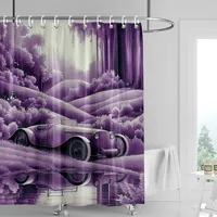 Car Cartoon Shower Curtain Waterproof Bathroom Curtain Bathroom Partition Curtain Universal Home Decor Ins Style 1
