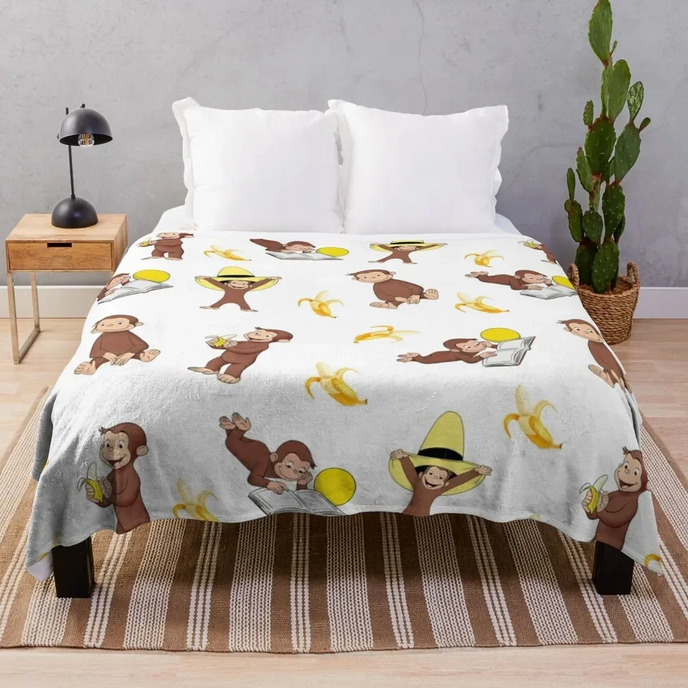 

George the curious monkey cartoon for kids pack Throw Blanket Hairy Luxury Brand bed plaid Summer Beddings Blankets