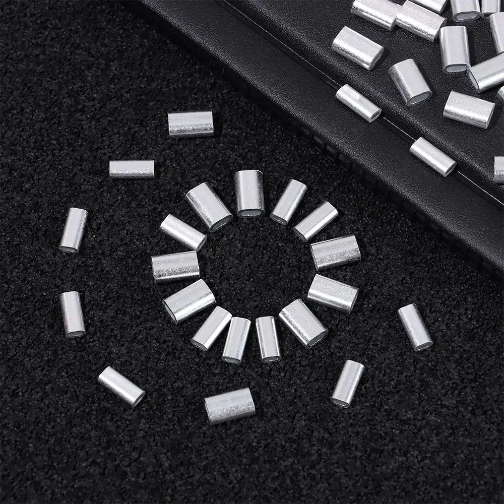 Aluminum Fishing Crimp Sleeves Double Oval Fishing Line Crimping Tube Wire Crimp Connector Accessories 1.0-2.0mm 100pcs/lot