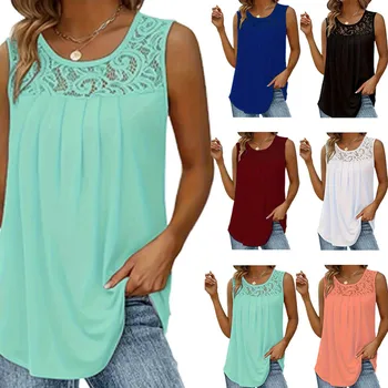 Solid color versatile sleeveless chest pleated casual vacation top 1
