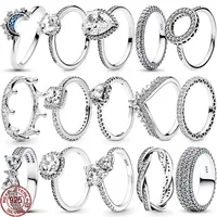 New 925 Sterling Silver Shiny Classic Square Crown Heart-shaped Ring Exquisite Luxury Charm Jewelry Holiday Surprise Gifts