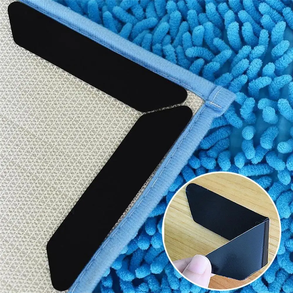 Carpet Non-slip Sticker 8PCs Trapezoidal Rightangle L-shaped Carpet Floor Mat Self-Adhesive Anti Skid Bathroom