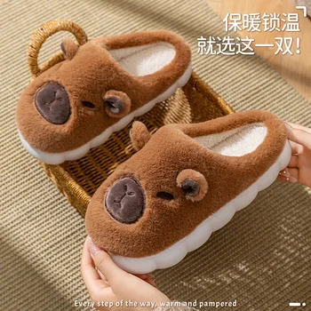 Winter Plush Slippers for Women & Men - Thick Sole Couple House Shoes, Cozy Fleece-Lined Indoor Slides with Memory Foam Comfort 1
