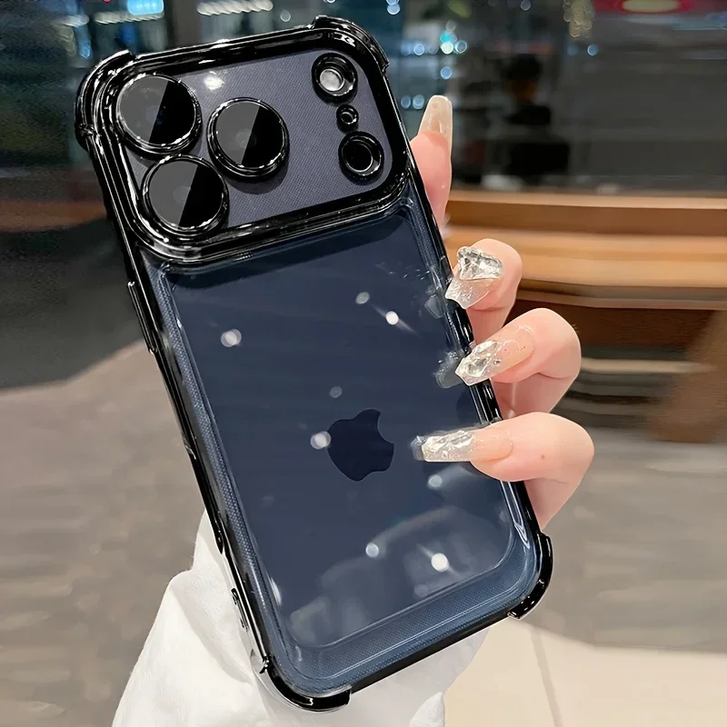 Deluxe Transparent Shockproof Phone Case with Lens Protector and Soft Bumper