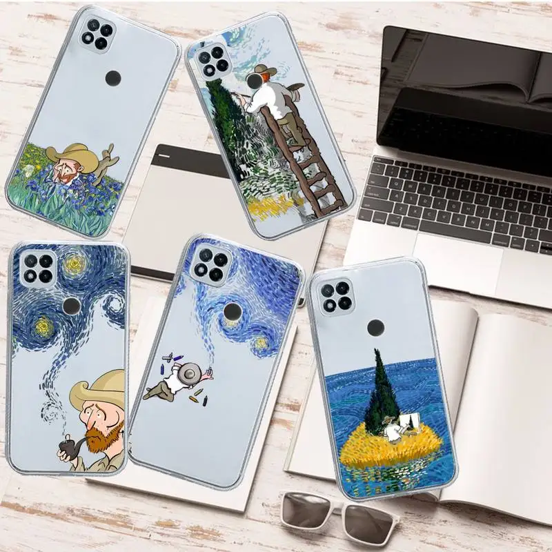 Van Gogh Starry Night Oil Painting Phone Case Transparent For Xiaomi Redmi Note X F Poco 10 11 9 7 8 3 I T S E Pro Cover