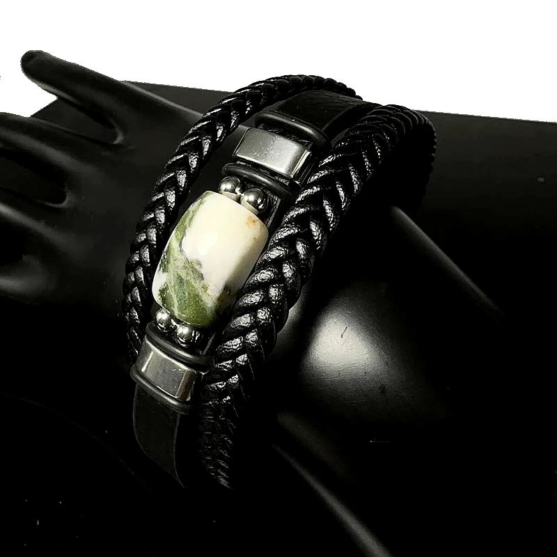 Neues Naturstein Amethyst Tiger Eye Amazonite Multi Layer Lederarmband für Männer und Frauen Bohemian Schmuck Großhandel – Detail 19